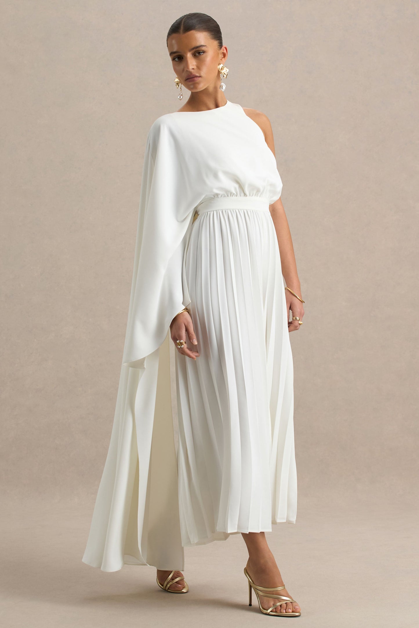 Paradise | White Cape-Sleeve Jumpsuit