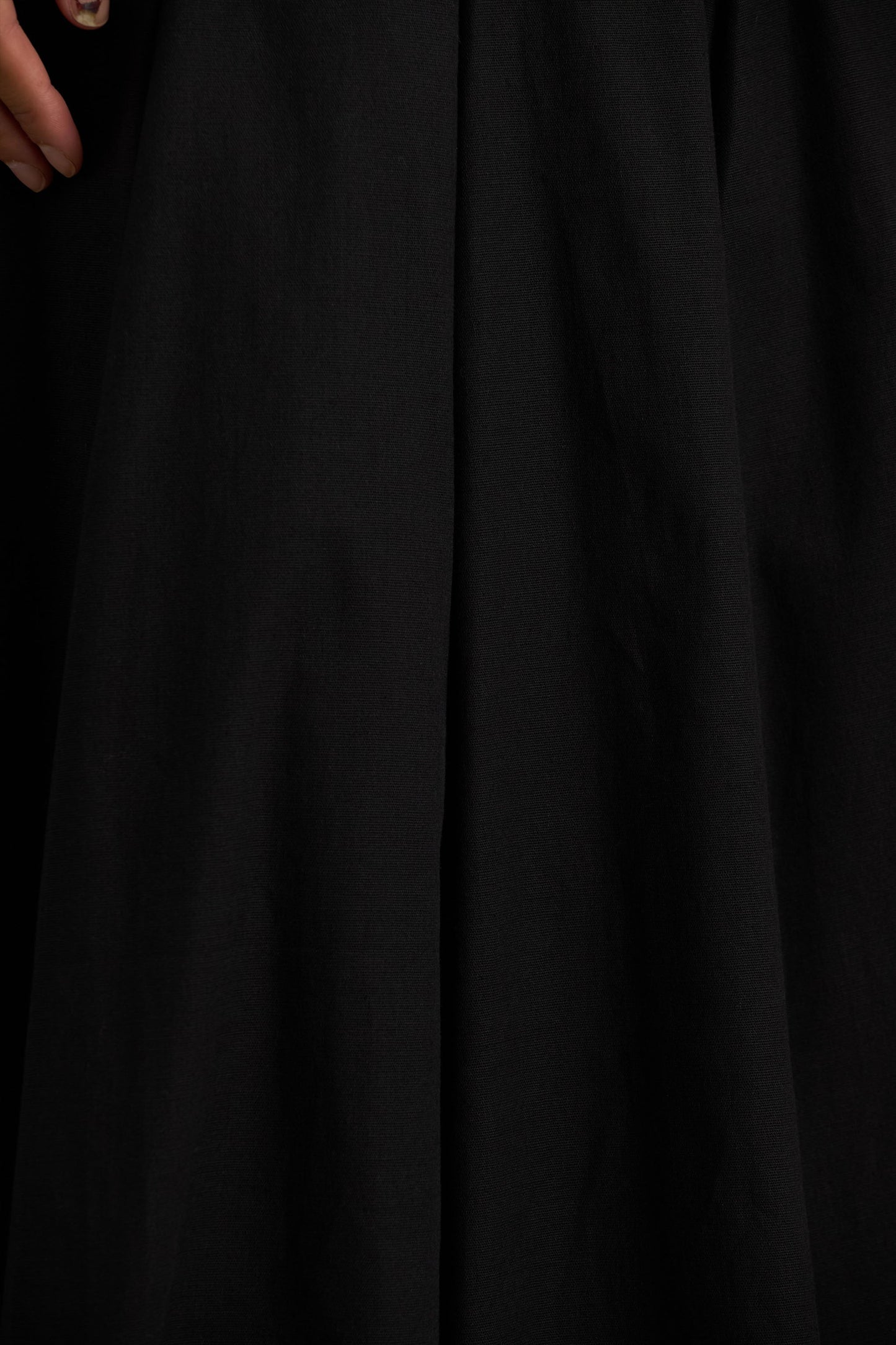 Magnolia | Black Scoop-Neck Midi Dress With Drop-Waist And Ruffling Detail
