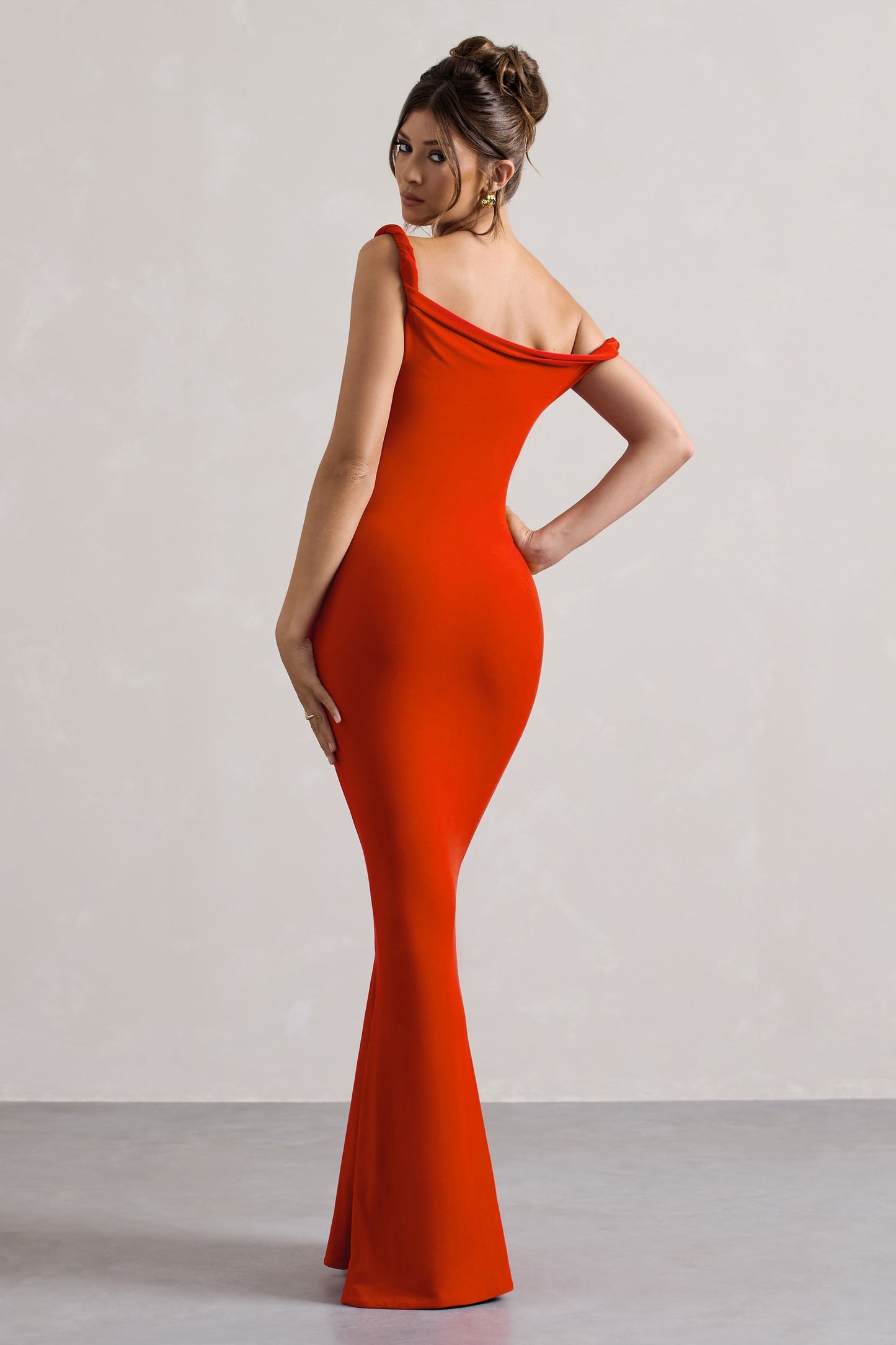 Lita | Orange Twisted Asymmetric Maxi Dress
