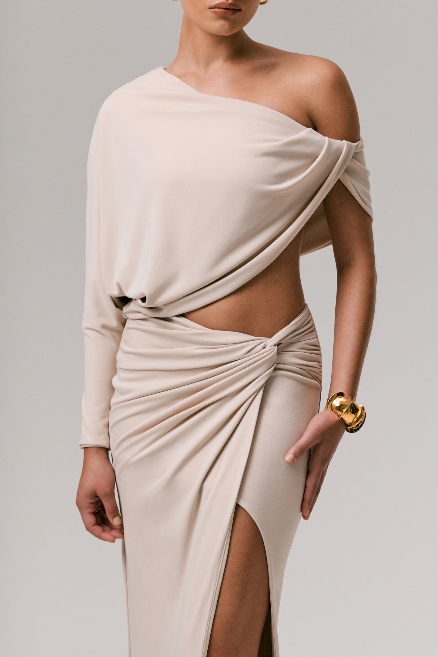 Marlena | Cream Twisted Split Maxi Skirt