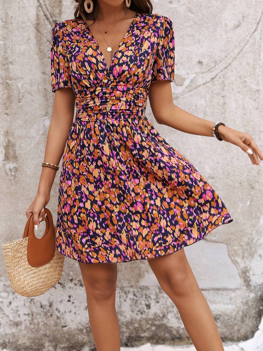 Floral Ruched Summer Dress