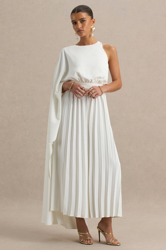 Paradise | White Cape-Sleeve Jumpsuit