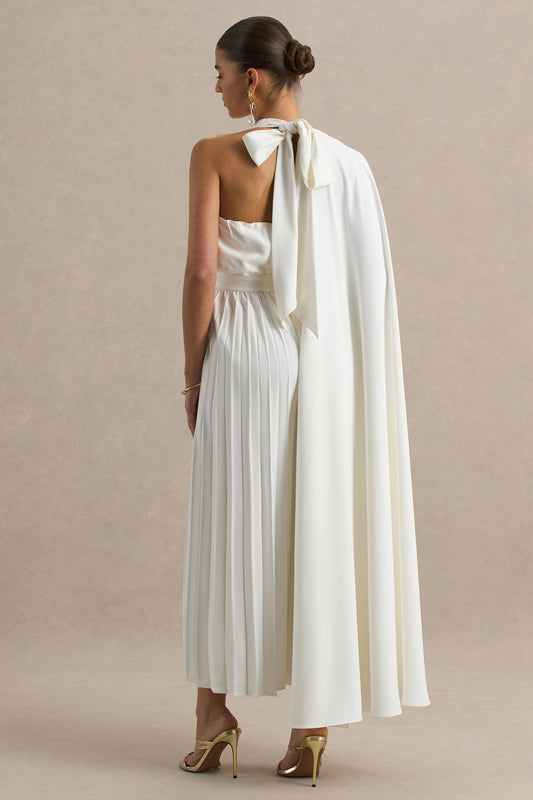 Paradise | White Cape-Sleeve Jumpsuit
