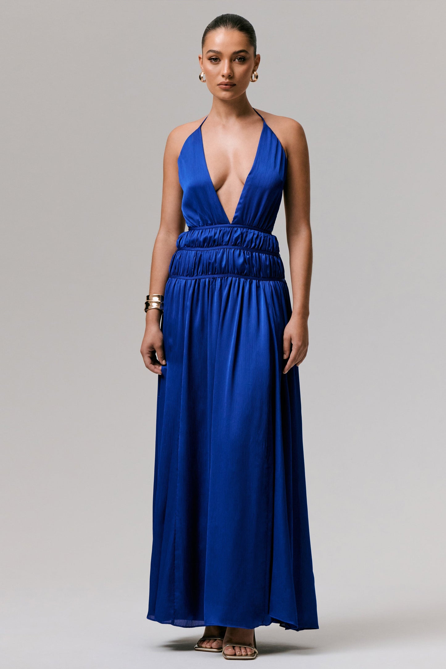 Pacific | Blue Halter-Neck Maxi Dress with Open-Back
