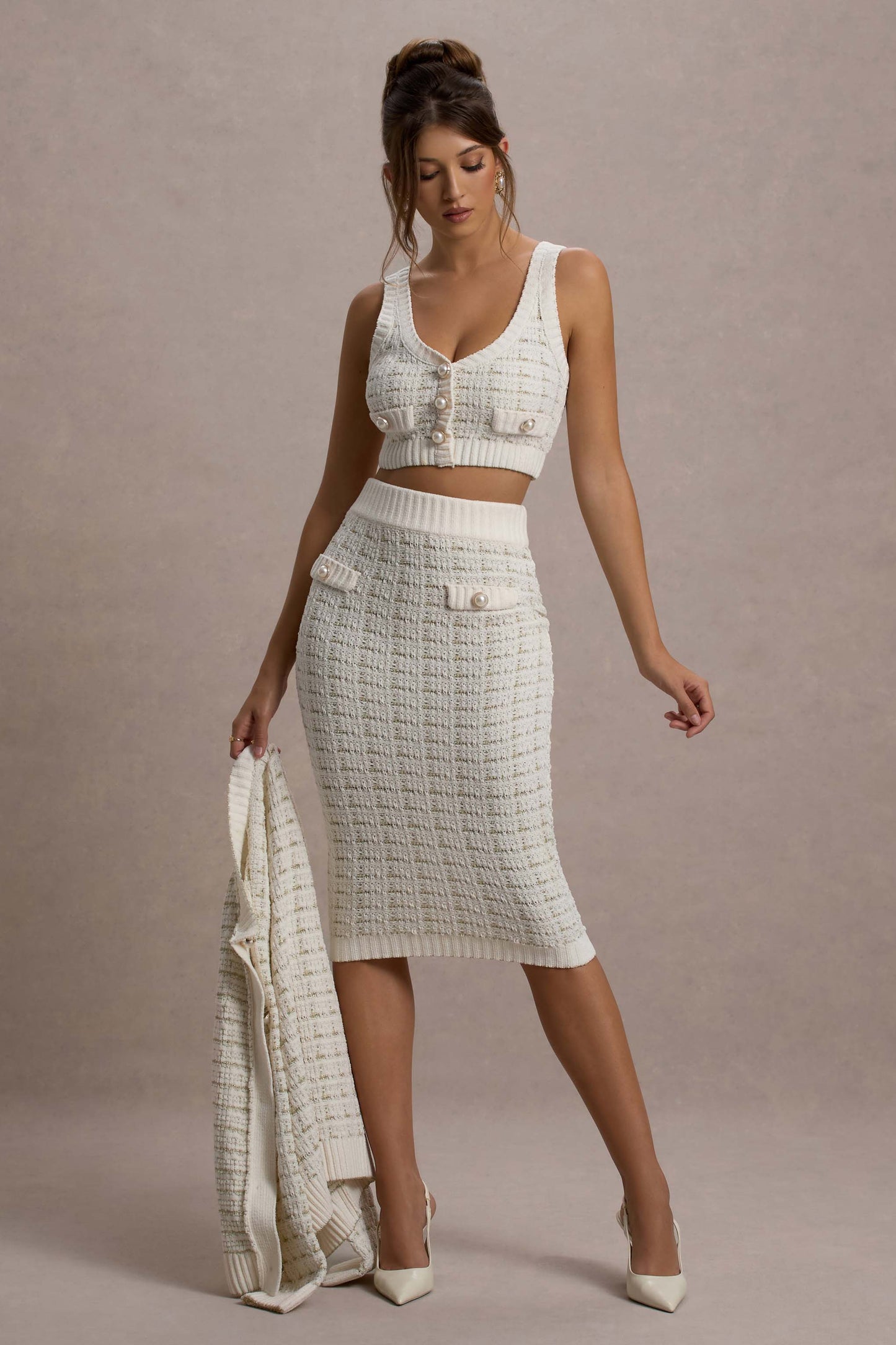 Dee | Cream Boucle Crop Top