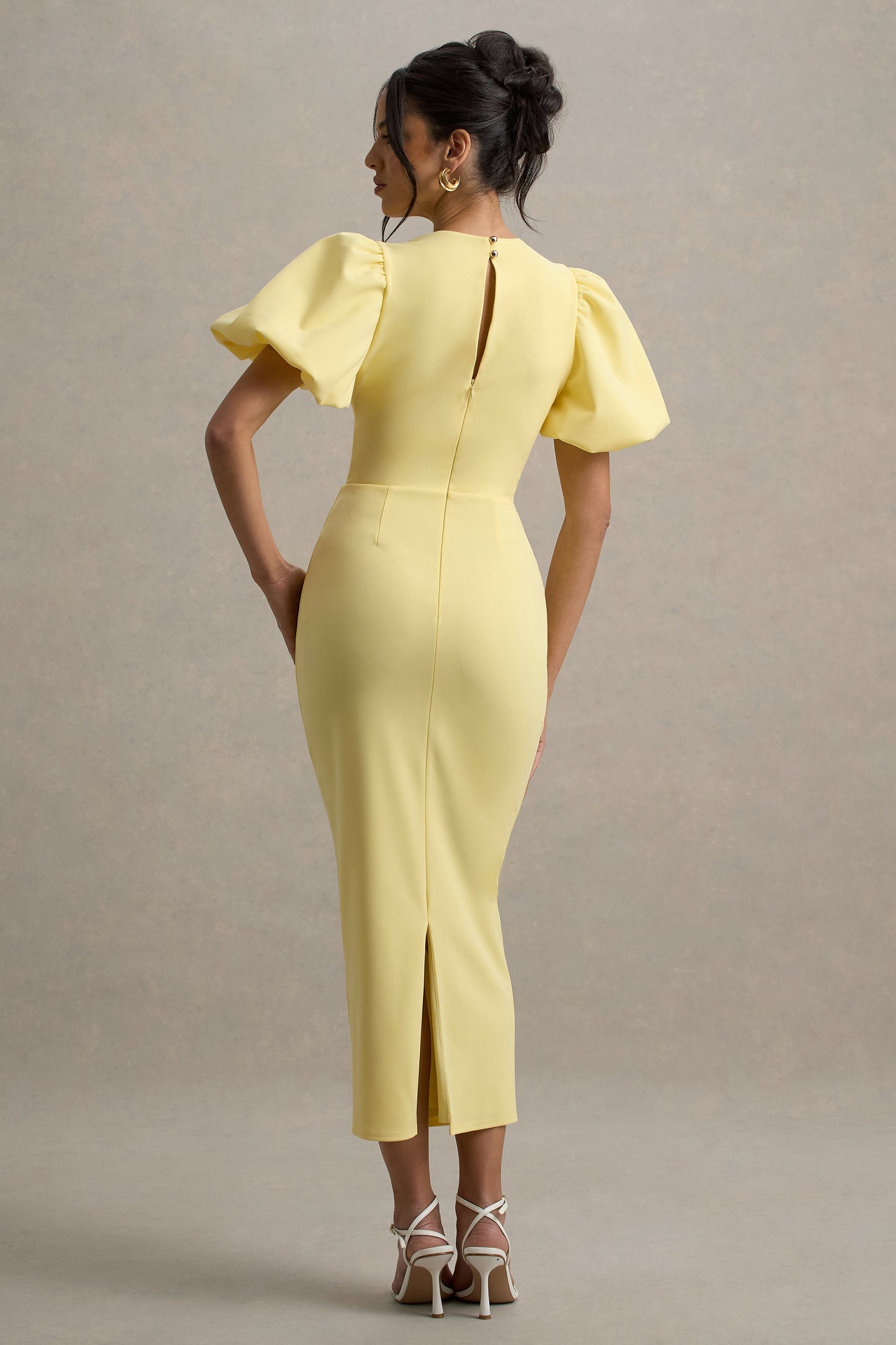Dakota | Lemon Puff-Sleeve Midi Dress